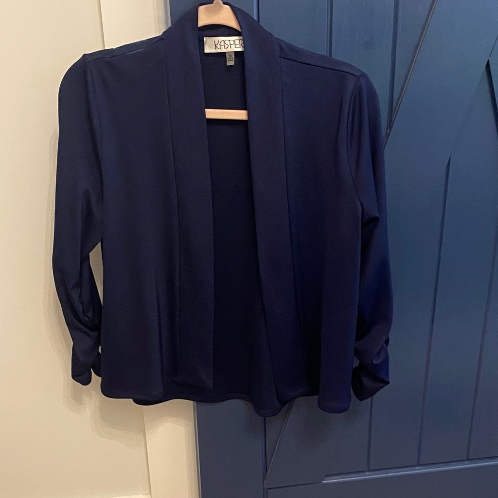Kasper Deep Blue Open Front Jacket